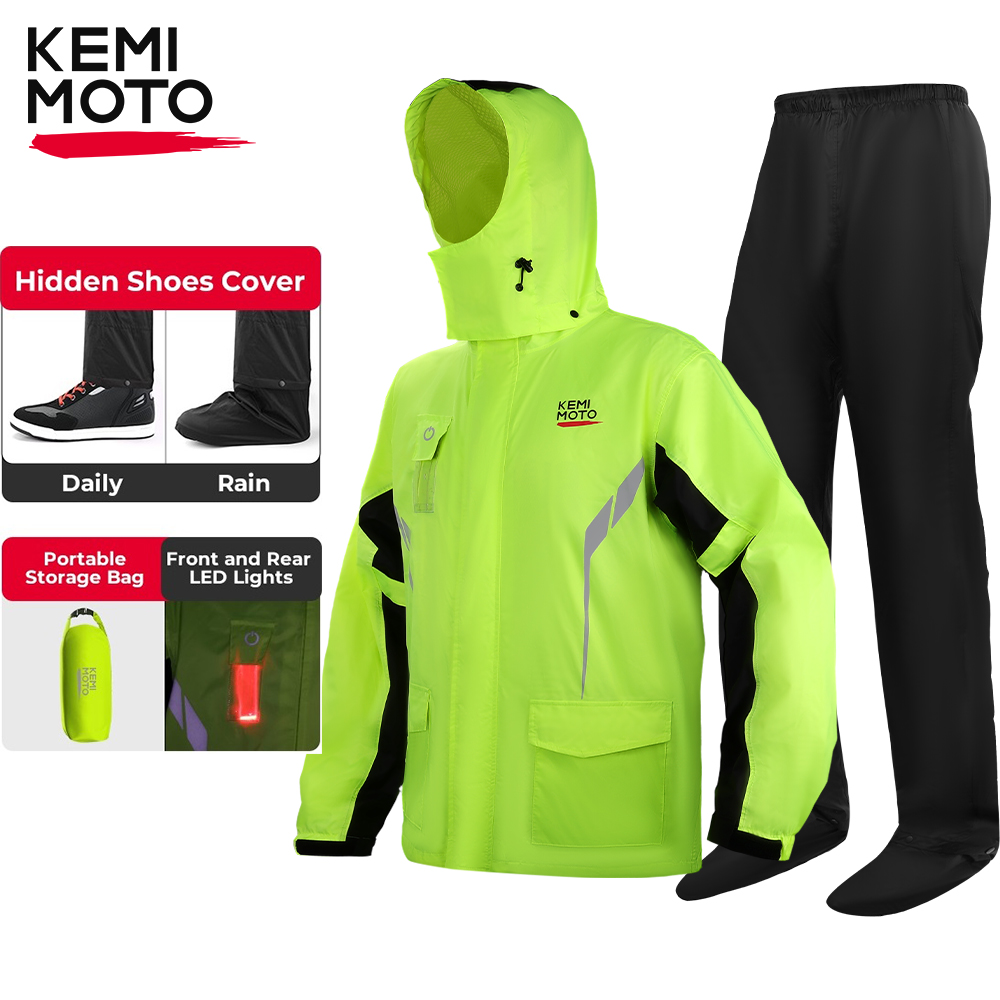 Motorcycle Wearing Gear - KEMIMOTO Unisex Waterproof Raincoat Set with
