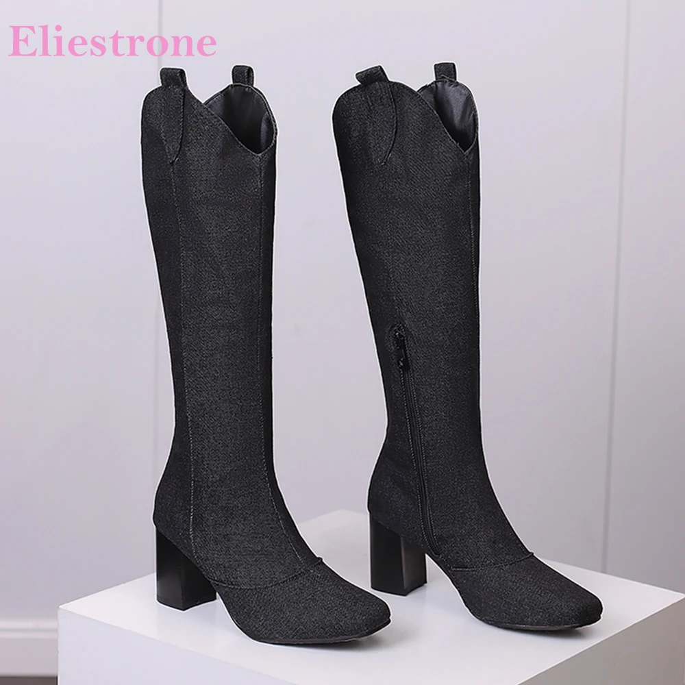 New Winter Black Blue Women Kn - Riding Boot Short avaliação e preço