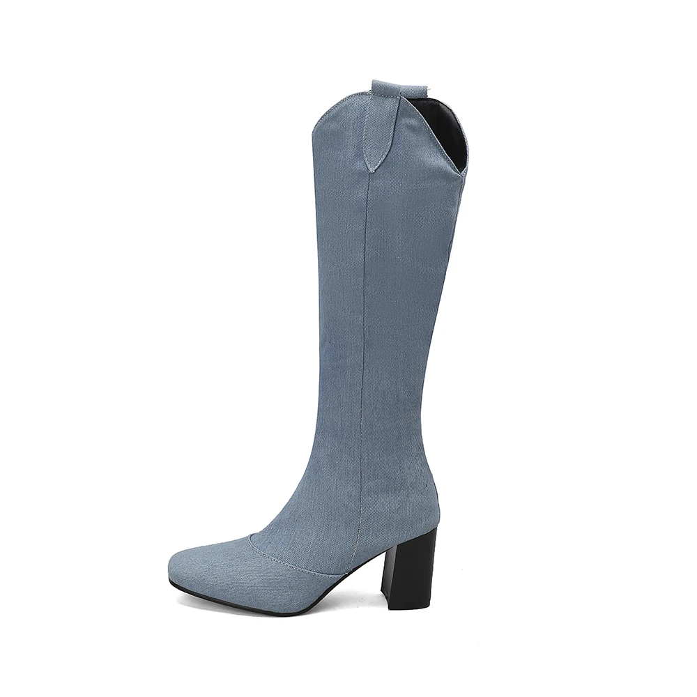 New Winter Black Blue Women Kn - Riding Boot Short avaliação e preço