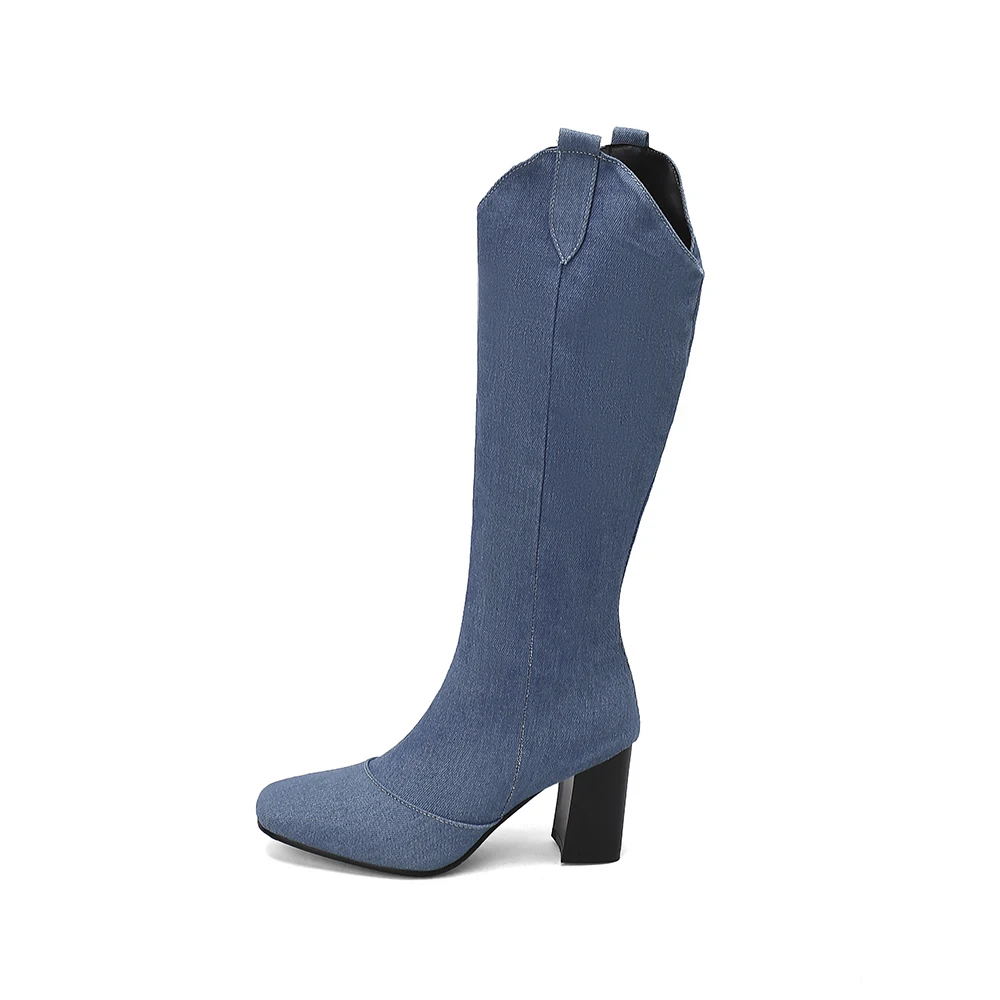 New Winter Black Blue Women Kn - Riding Boot Short avaliação e preço