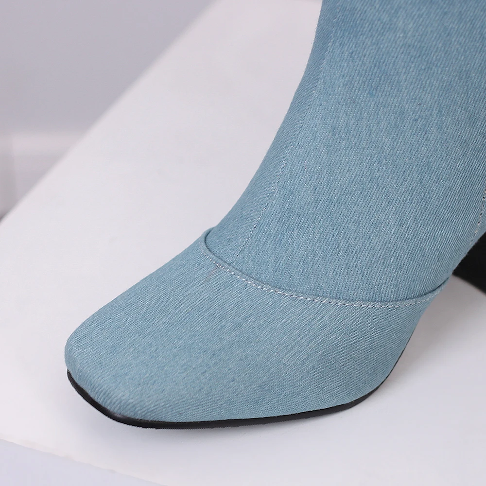 New Winter Black Blue Women Kn - Riding Boot Short avaliação e preço