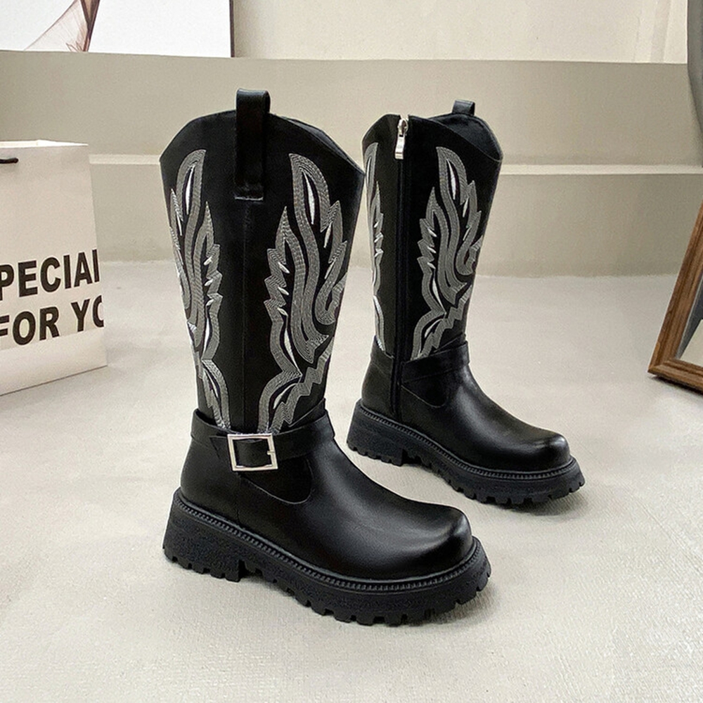 Women Knee High Boots Thick He - Riding Boot Short avaliação e preço