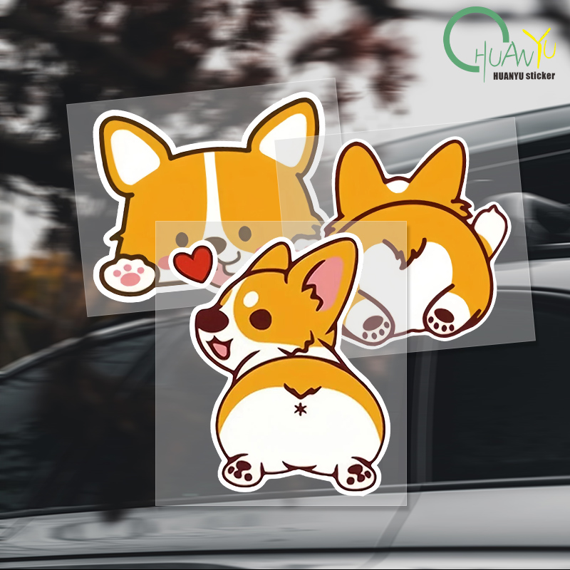 Car Cartoon Car Sticker Corgi  - Motorcycle Gear Outlet avaliação e preço